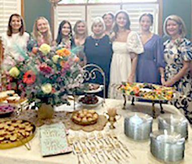 Graysen Wright, bride-elect of Drew Dendy was honored with a bridal shower Saturday, June 22 at the home of Vickie Rowland. Pictured from left, front: Kristen Dendy, groom's aunt; Mara Dendy, groom's cousin; Peyton Turner, groom's cousin; Kathy Underwood, groom's grandmother; GraysenWright,bride-elect;MaddieWright,bride'ssister;KrestaWright,bride'smother. Back: Kim Turner, groom's aunt and Sheri Dendy, groom's mother.