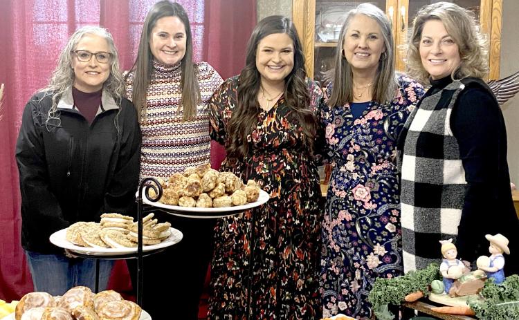 Brooke Baron was the honoree at a baby shower held January 27, 2024. Pictured left to right are: Susie Baron, paternal grandmother; Blake Martinez, sister of the honoree; Brooke Baron, the honoree; Leca Addison, maternal grandmother and Lezlee Harlan, maternal aunt.
