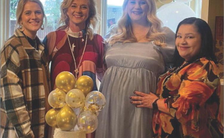 Haylie Contreras was honored with a baby shower Sunday, Oct. 29. Pictured from left: Hope Eckert, sister of the honoree; Hettie HIcks, mother of the honoree; Haylie Contreras, the honoree and Ovilda Contreras, mother-in-law of the honoree. (Contributed photo)